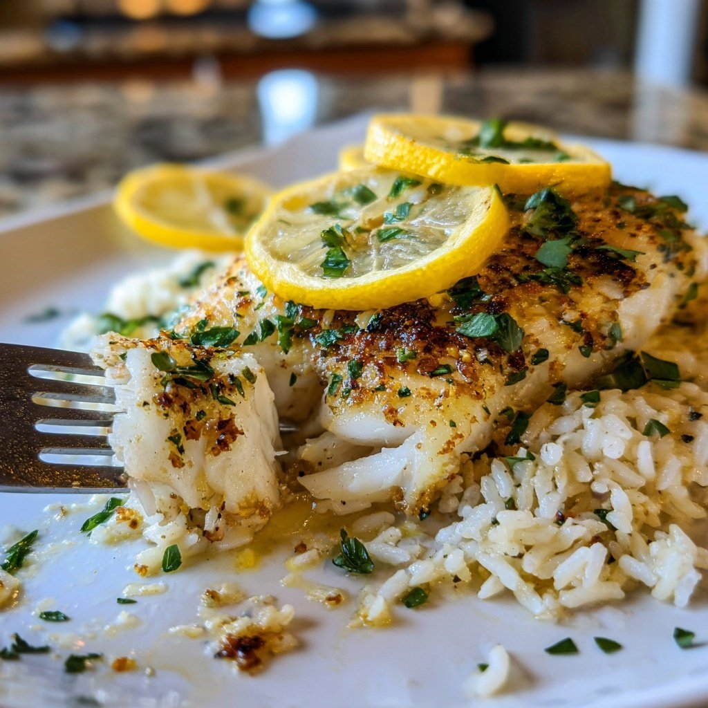 Lemon Herb Baked Cod With Rice