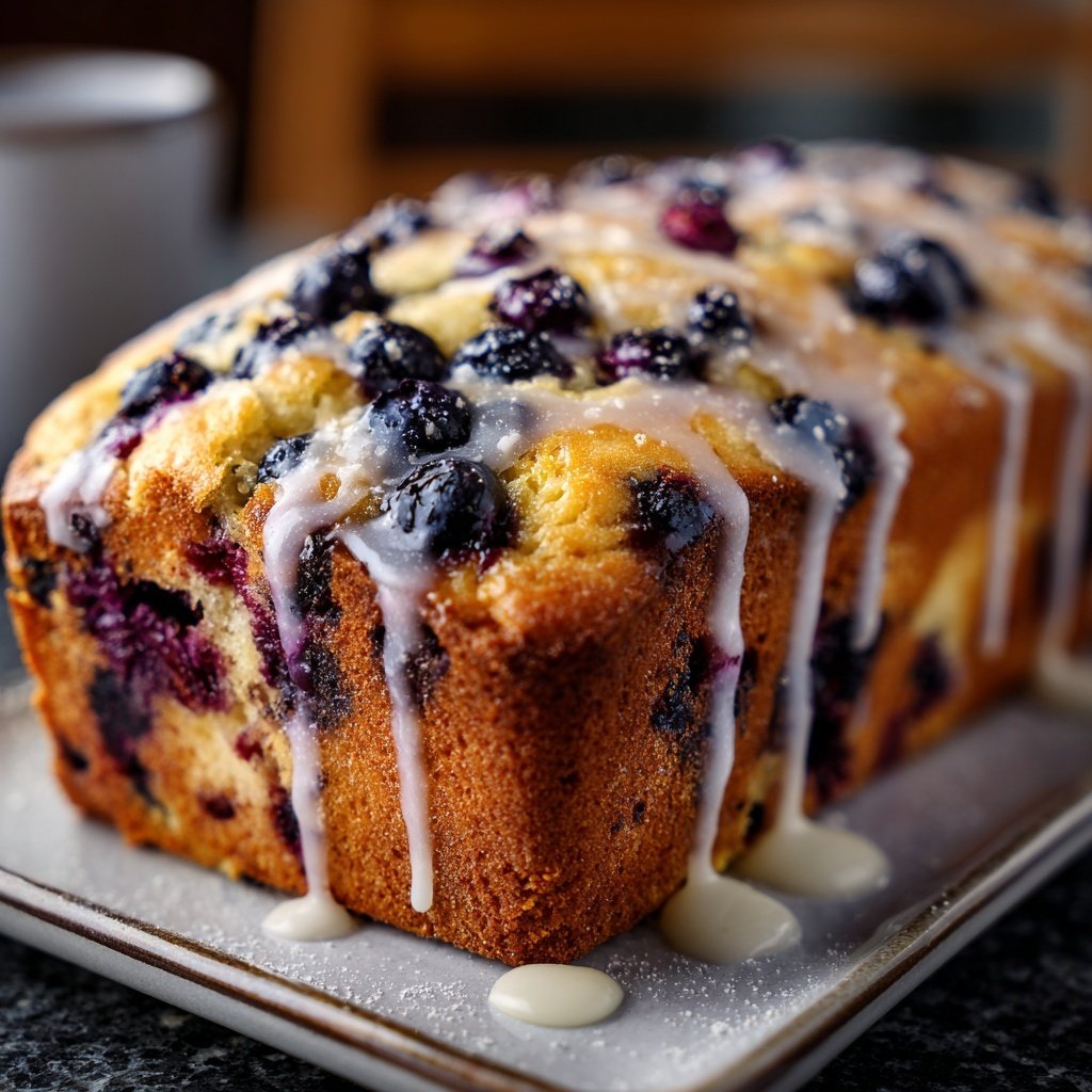 Blueberry Lemon Loaf With Glaze