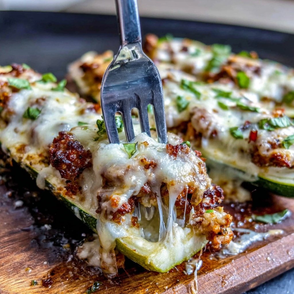 Ground Turkey Stuffed Zucchini Boats