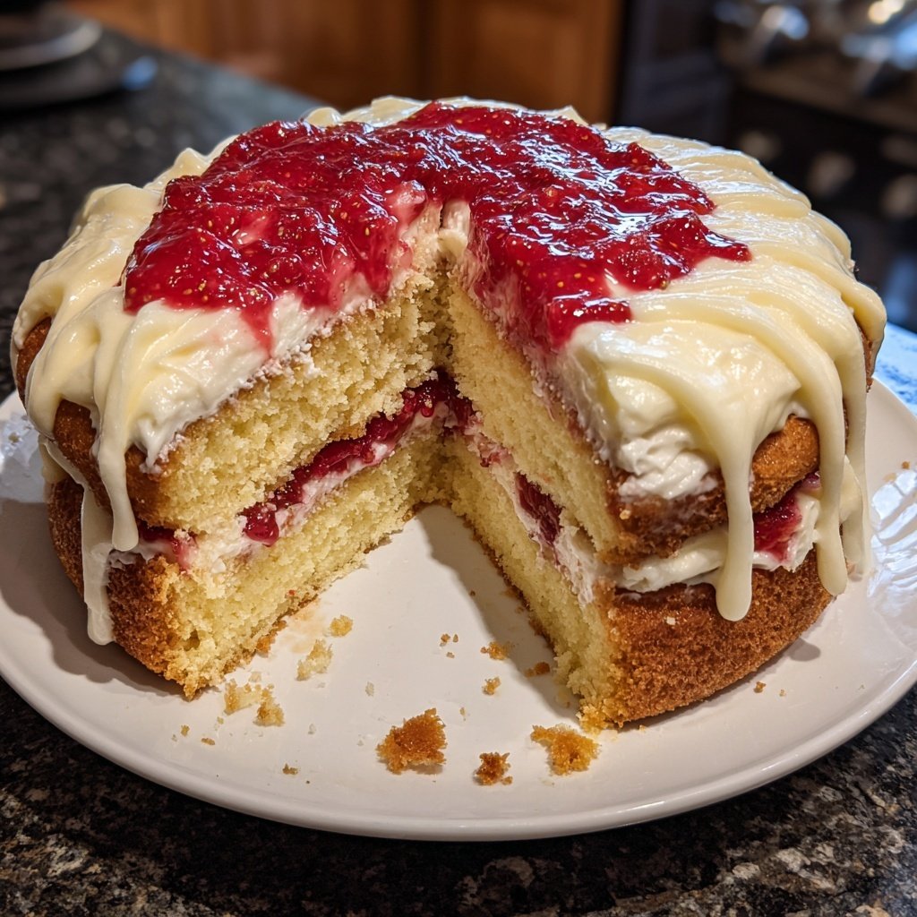 Vanilla Cake with Strawberry Filling