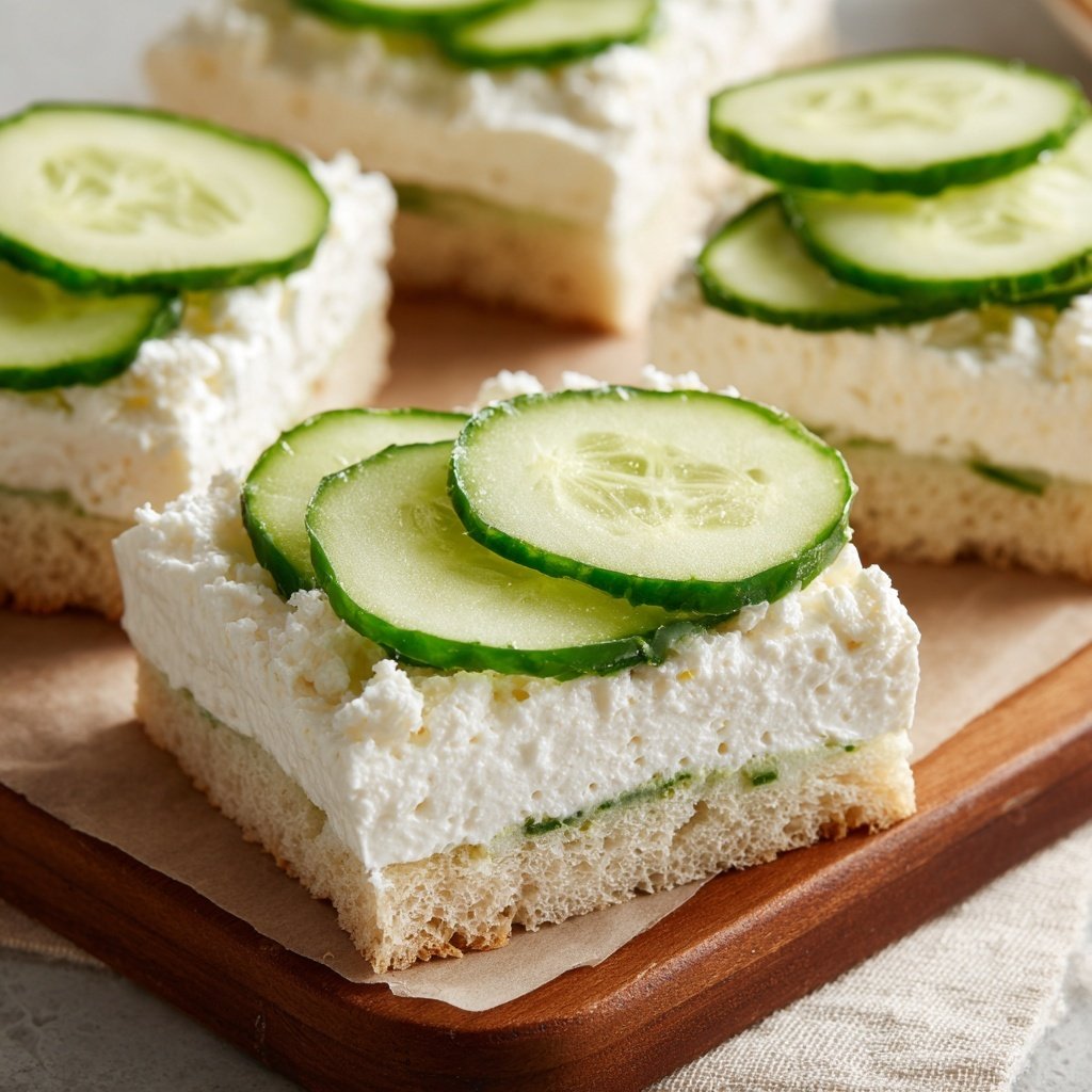 Light Cucumber Cream Cheese Sandwich Lunch