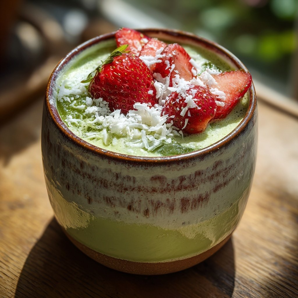 Iced Strawberry Coconut Matcha