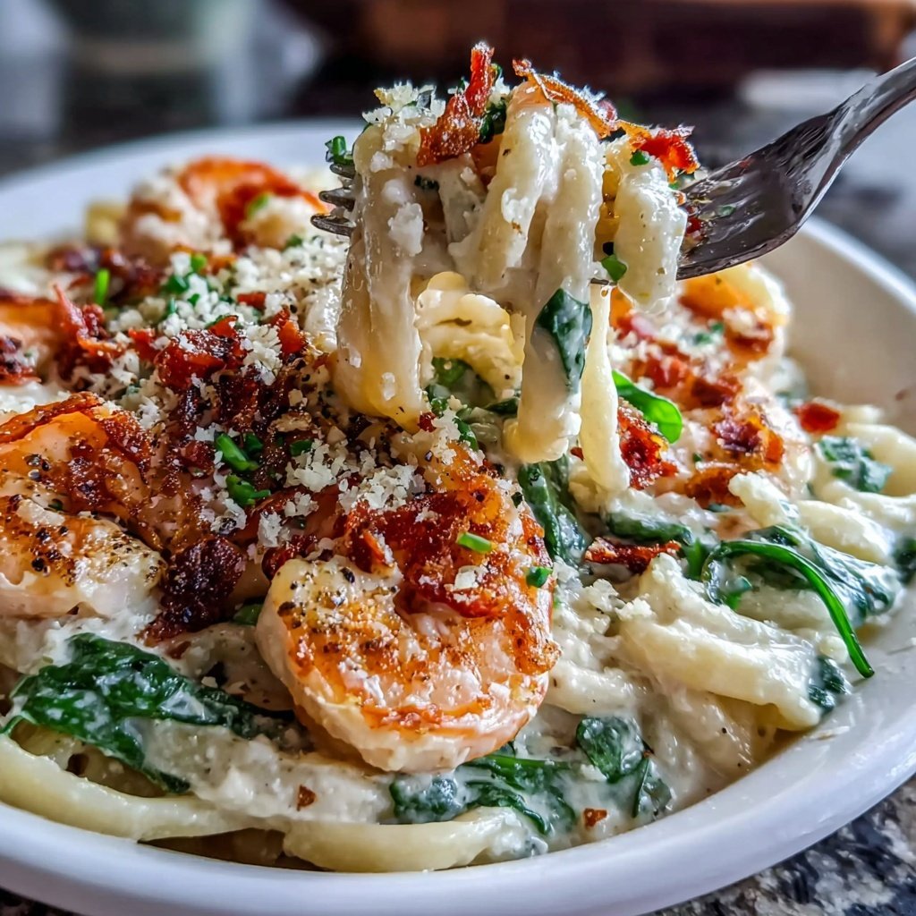 Shrimp Pasta With Spinach And Lemon Cream